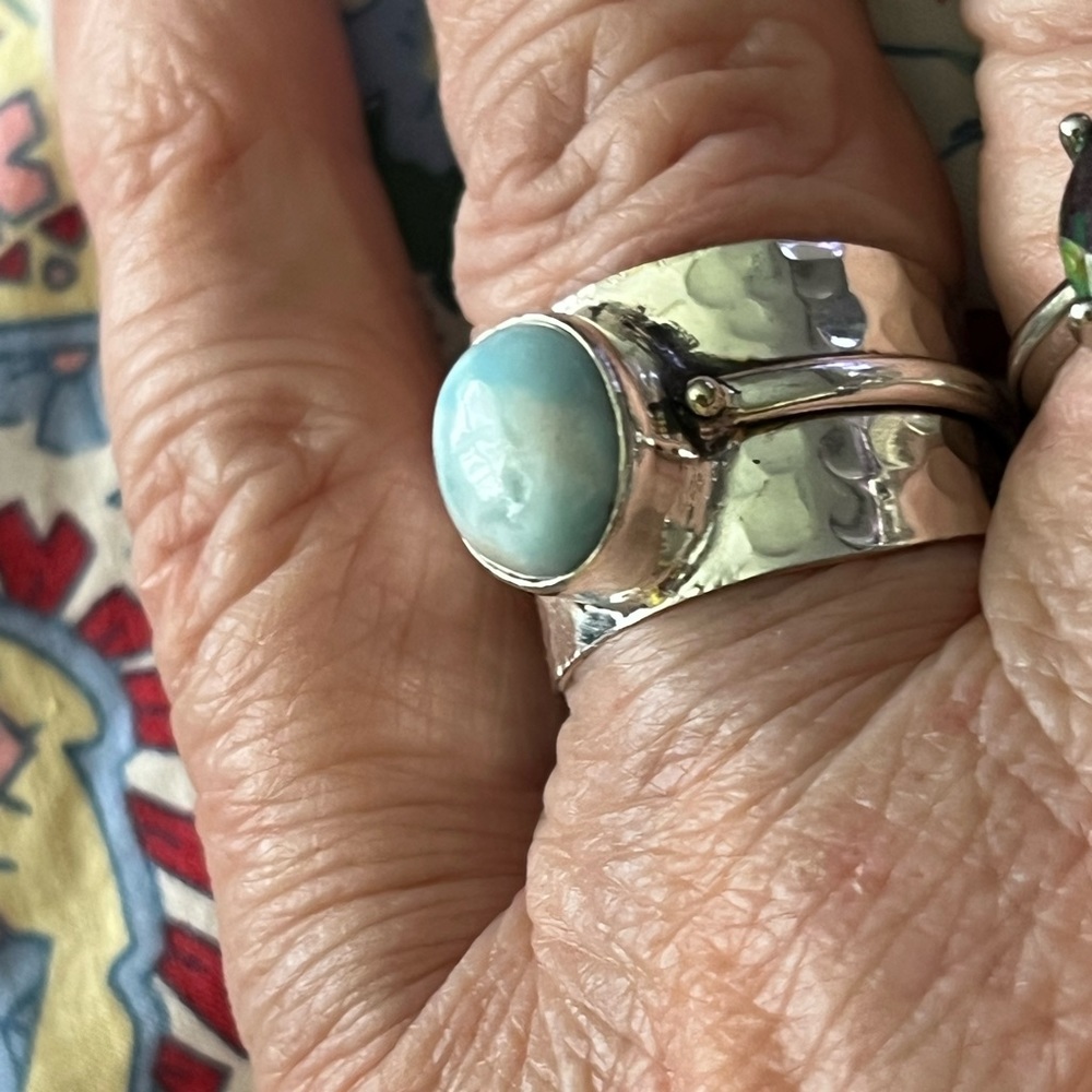 Larimar Hammered Ring - image 2